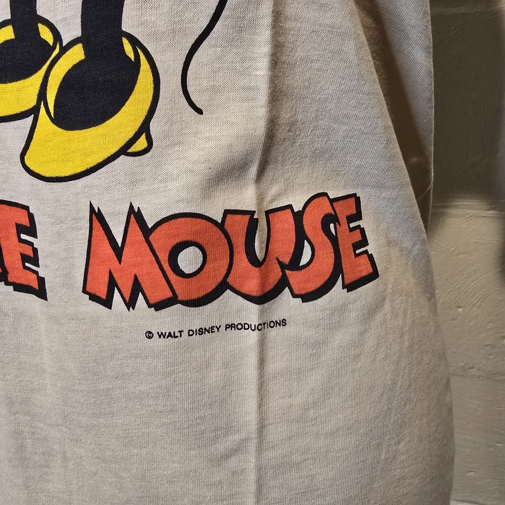 Vintage 70s Disney Minnie Mouse Double Sided Shirt Beige Single Stitch MEDIUM. - Picture 3 of 12